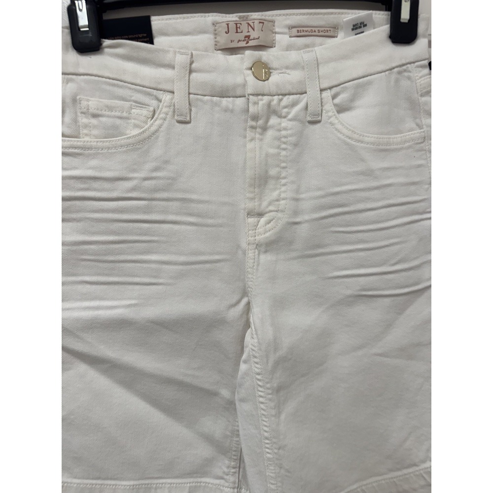 7 For All Mankind Jen7 Women White Bermuda Denim Shorts Size 0 NWT